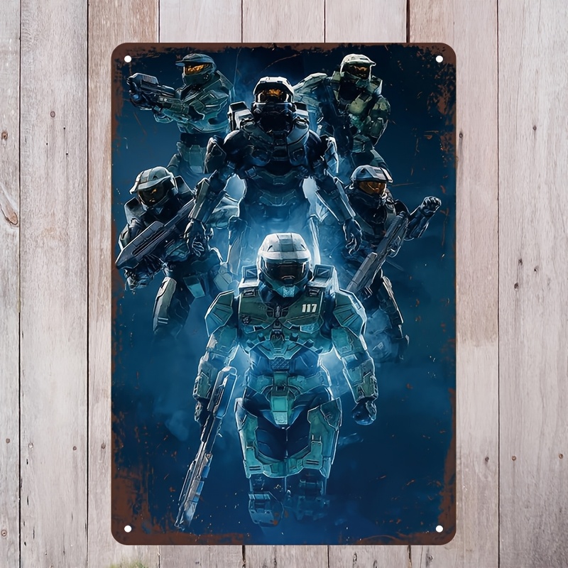 Home Office Inspiration - Halo-Inspired Metal Wall Art Sign, Vibrant