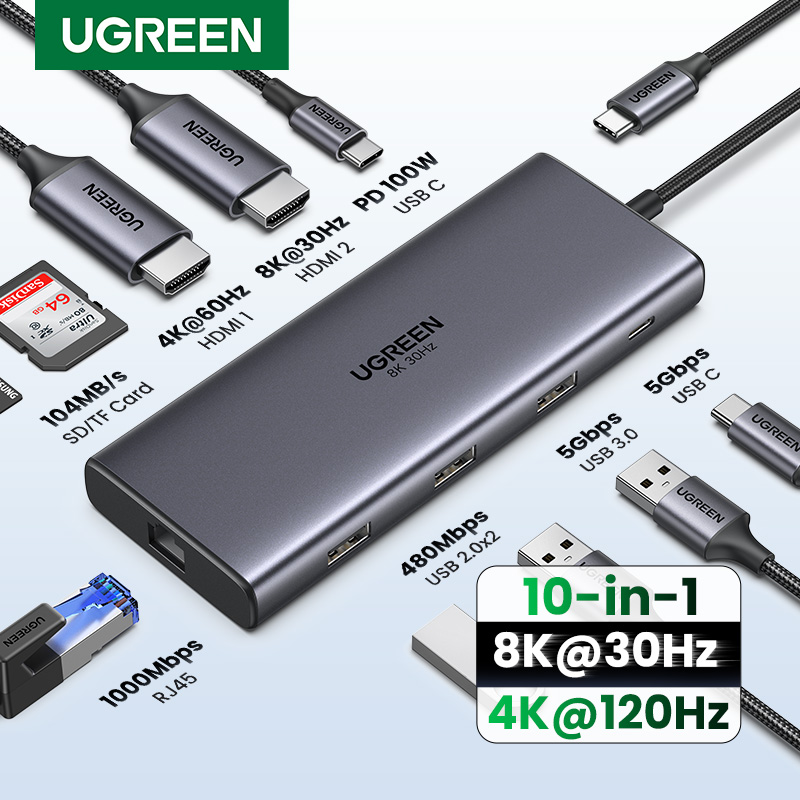 UGREEN Dual HDMI USB-C HUB 8K  - Home Office For Mac recension och pris