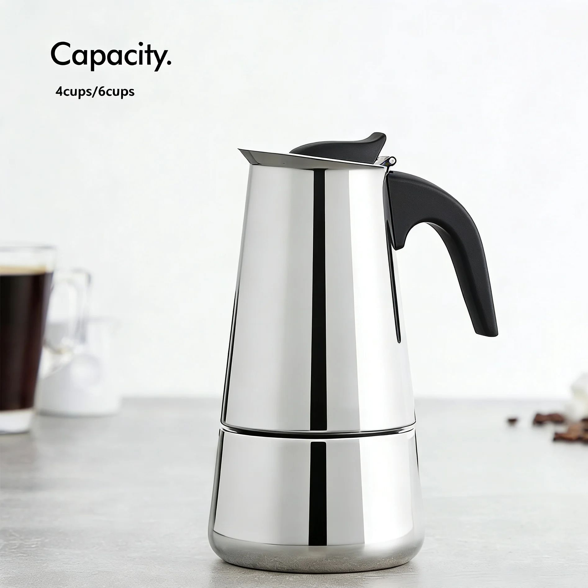 4/6  Stainless Steel Moka Pot, - Home Office Moka recension och pris