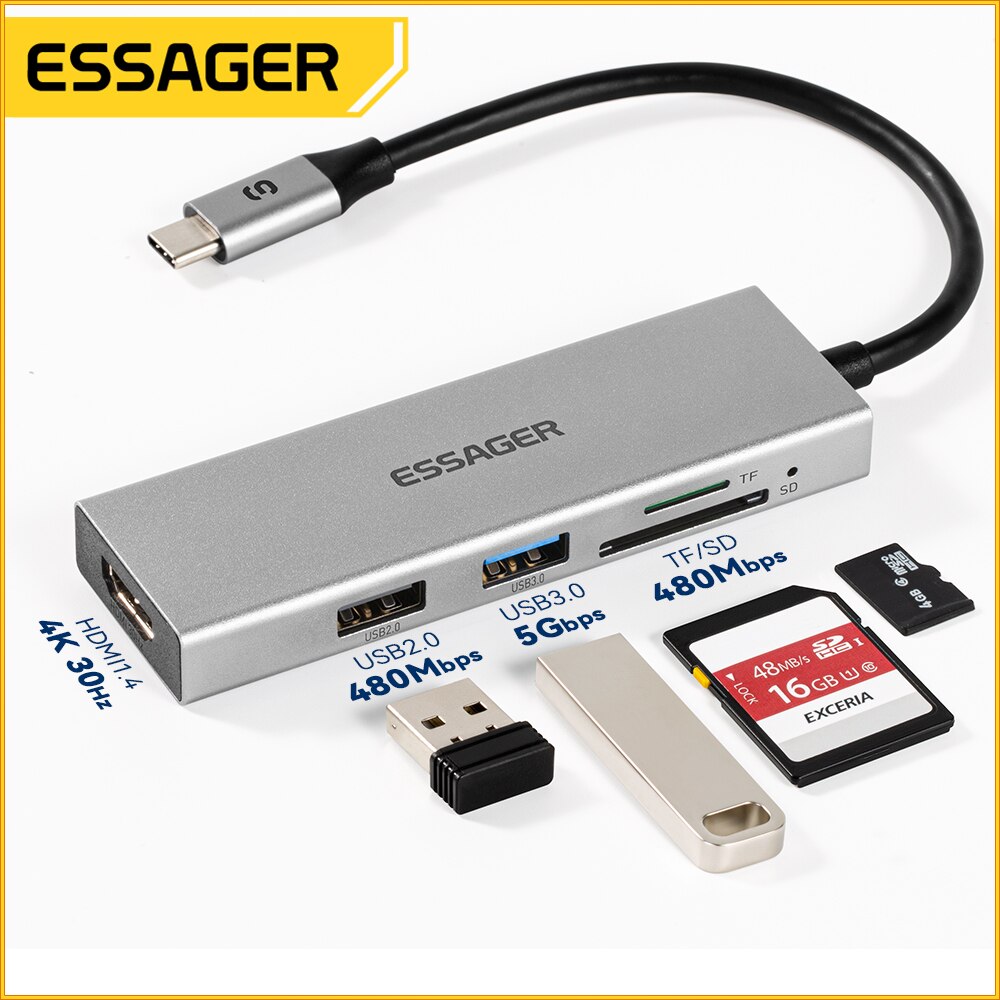 Essager 5 in 1 USB C HUB HDMI- - Home Office For Mac recension och pris