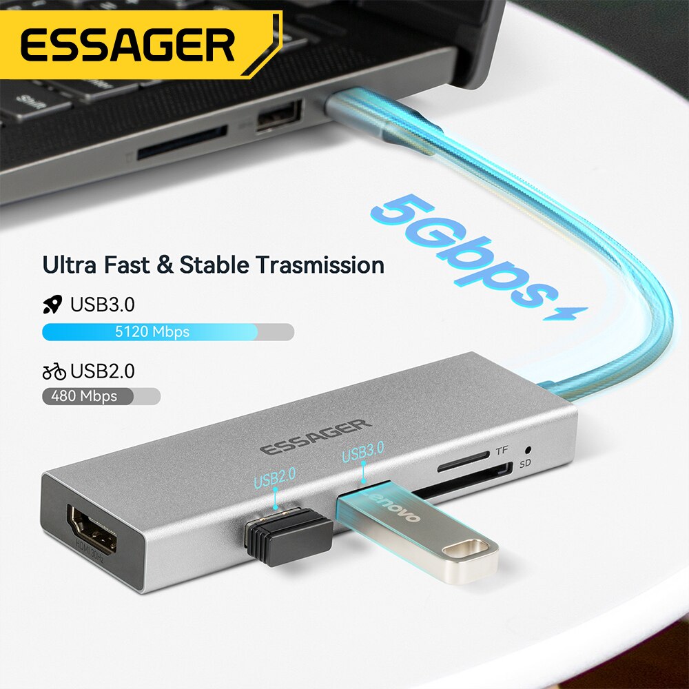 Essager 5 in 1 USB C HUB HDMI- - Home Office For Mac recension och pris