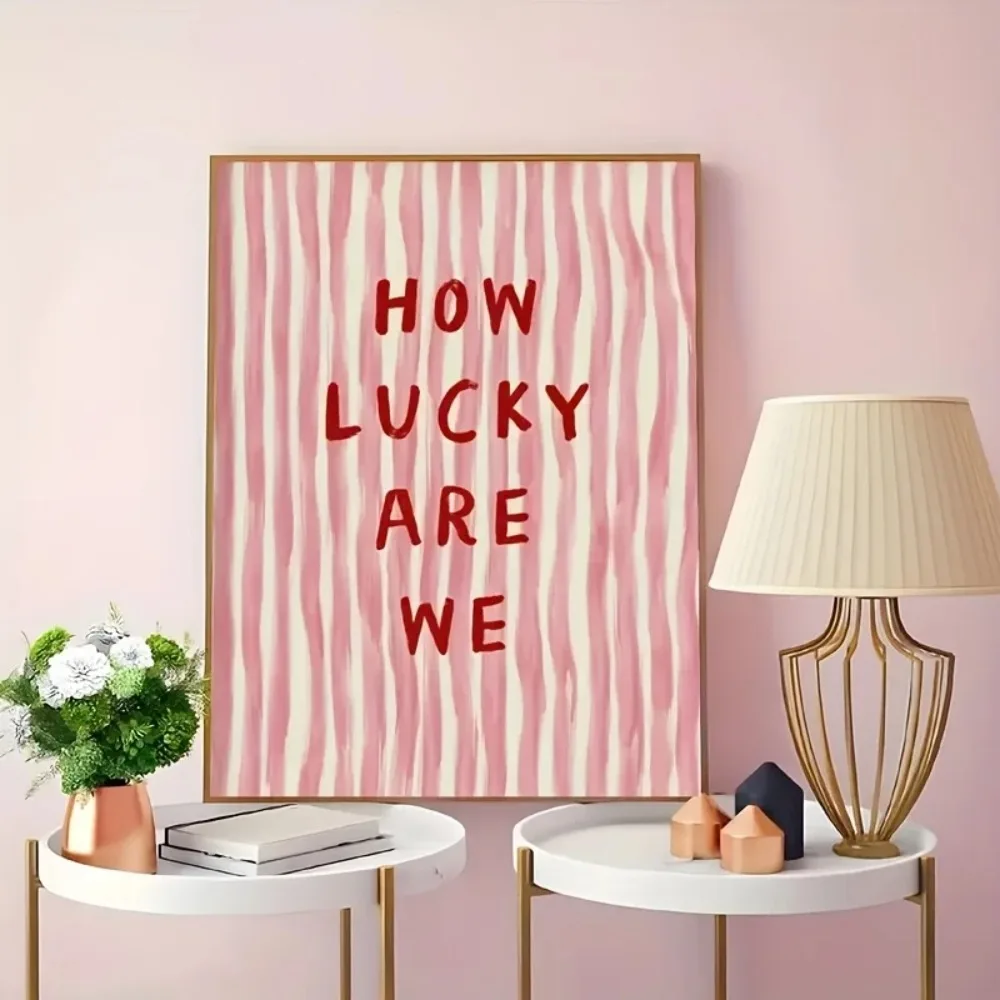 How Lucky Are We Pink Red Stri - Home Office Inspiration recension och pris