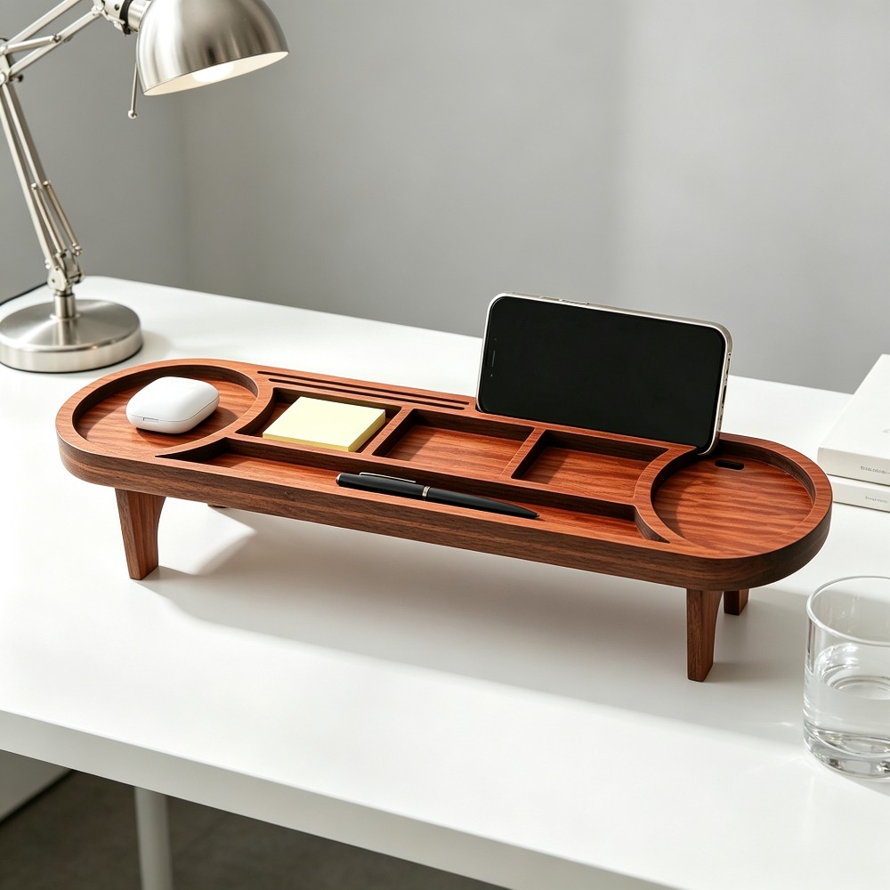 Wooden Desk Organizer with Pho - Home Office Freelancer recension och pris