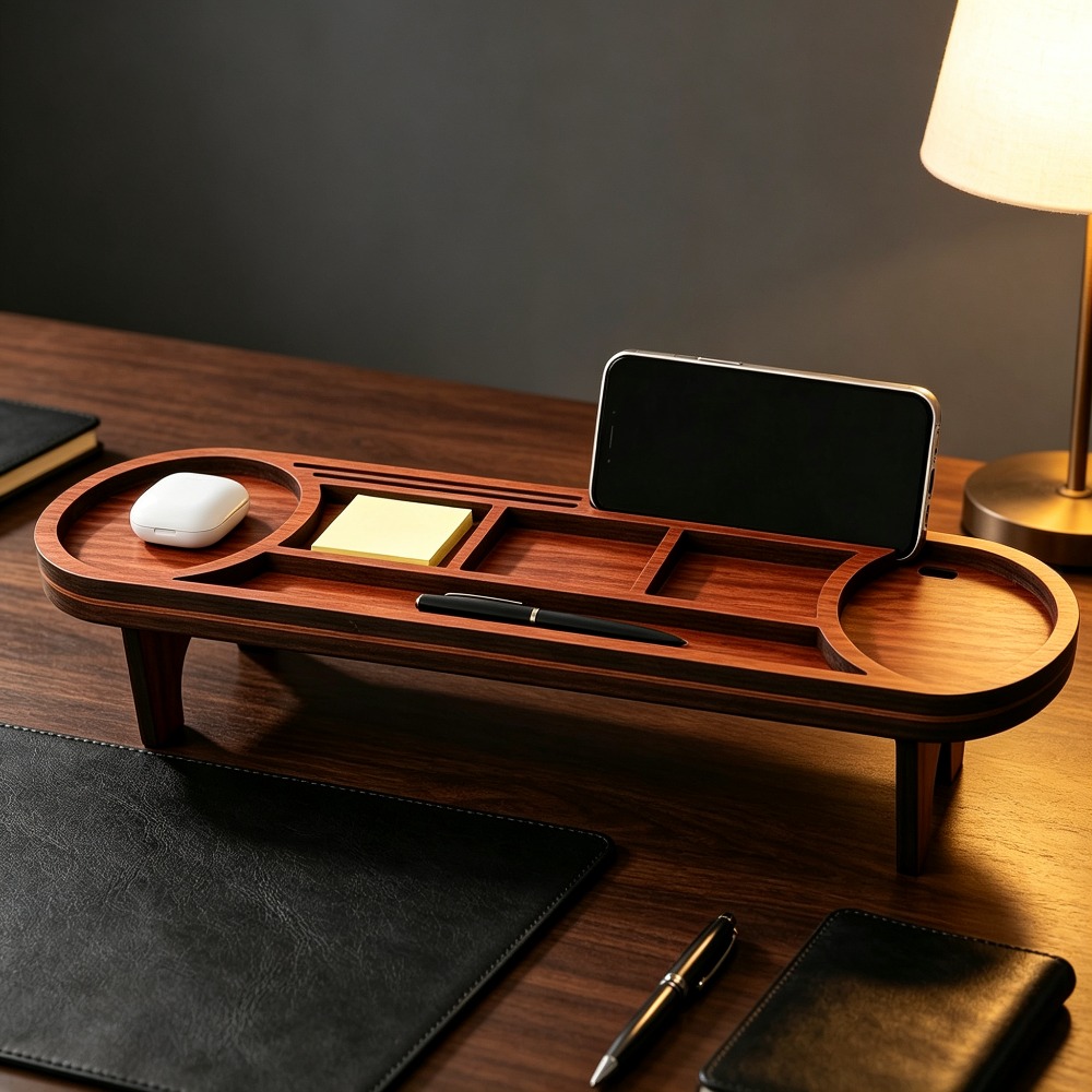 Wooden Desk Organizer with Pho - Home Office Freelancer recension och pris