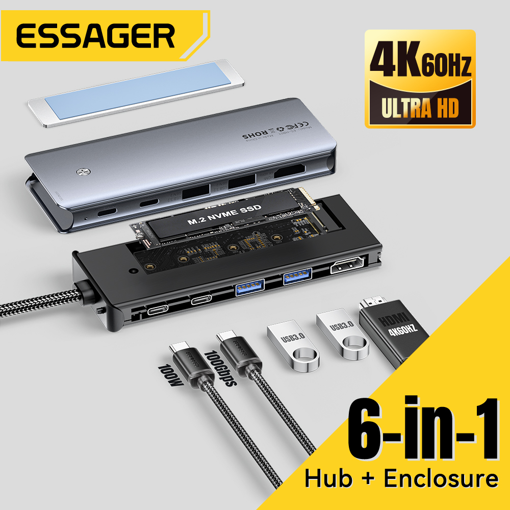 Essager USB C Hub With M.2 SSD - Home Office For Mac recension och pris