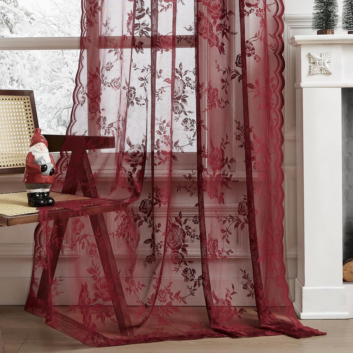 1 PC Burgundy Lace Curtains 45 - Home Office Setup recension och pris