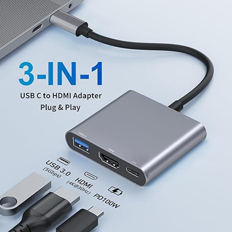 3-In-1 Type-C Usb Hub Male To  - Home Office For Mac recension och pris