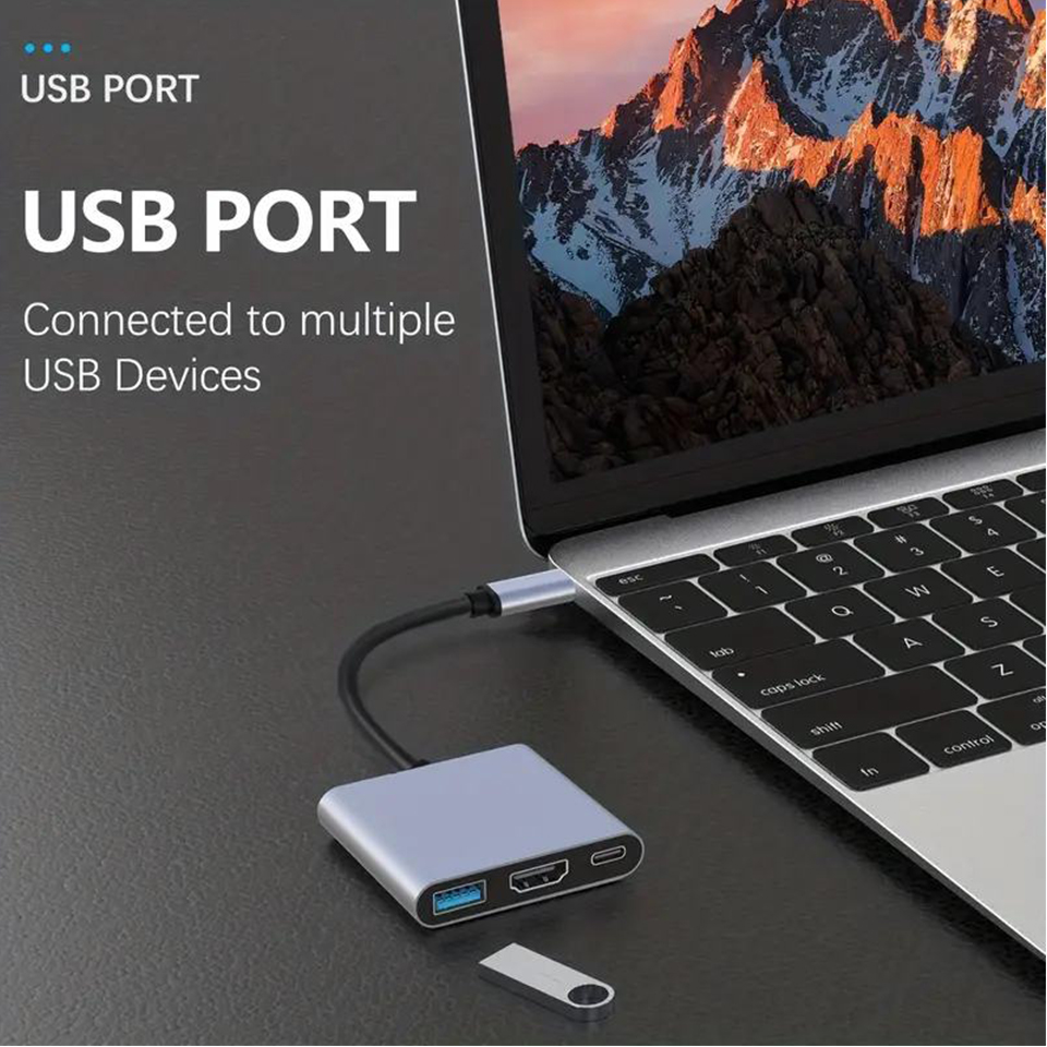 3-In-1 Type-C Usb Hub Male To  - Home Office For Mac recension och pris