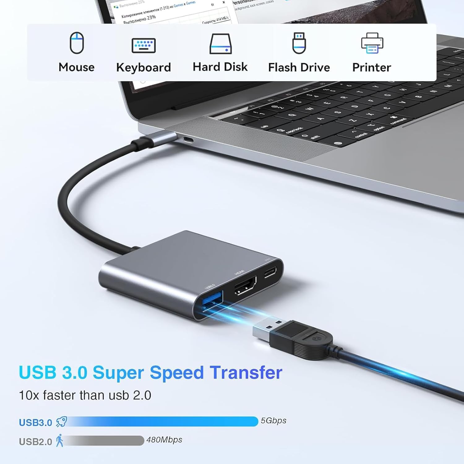 3-In-1 Type-C Usb Hub Male To  - Home Office For Mac recension och pris