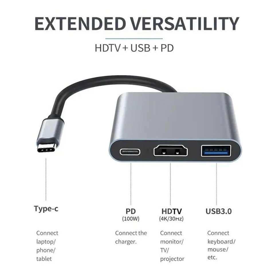 3-In-1 Type-C Usb Hub Male To  - Home Office For Mac recension och pris